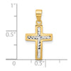14K Two-tone Polished and Diamond-cut Cross Pendant