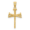 14K Polished and Textured Nails Cross Pendant