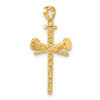 14K Polished and Textured Nails Cross Pendant