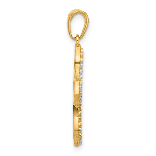 14k and White Rhodium D/C Pointed Cross Pendant