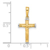 14k and White Rhodium Diamond-cut Crucifix Cross Pendant