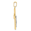14K Two-tone Polished and Textured Crucifix Pendant