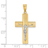14K Two-tone Polished and Textured Crucifix Pendant