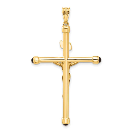 14K Polished Crucifix with Onyx Tips Pendant