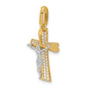 14K Two-tone Polished CZ Crucifix with Heart Ends Pendant