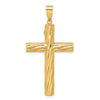 14K Polished and Textured Crucifix Pendant