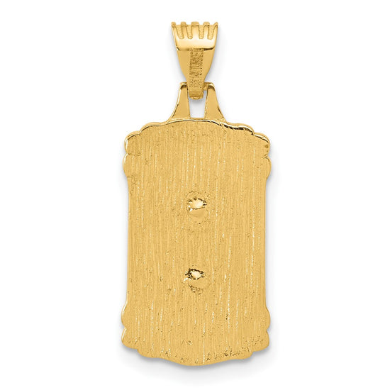 14K Polished and Textured Dog Tag Jesus Pendant