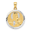 14K with White Rhodium Satin and D/C Reversible Mary / Jesus Pendant