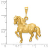 14k Satin Diamond-cut Horse Pendant