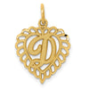 14k Heart Letter D Charm