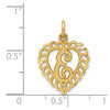 14k Heart Letter E Charm