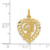 14k Heart Letter F Charm