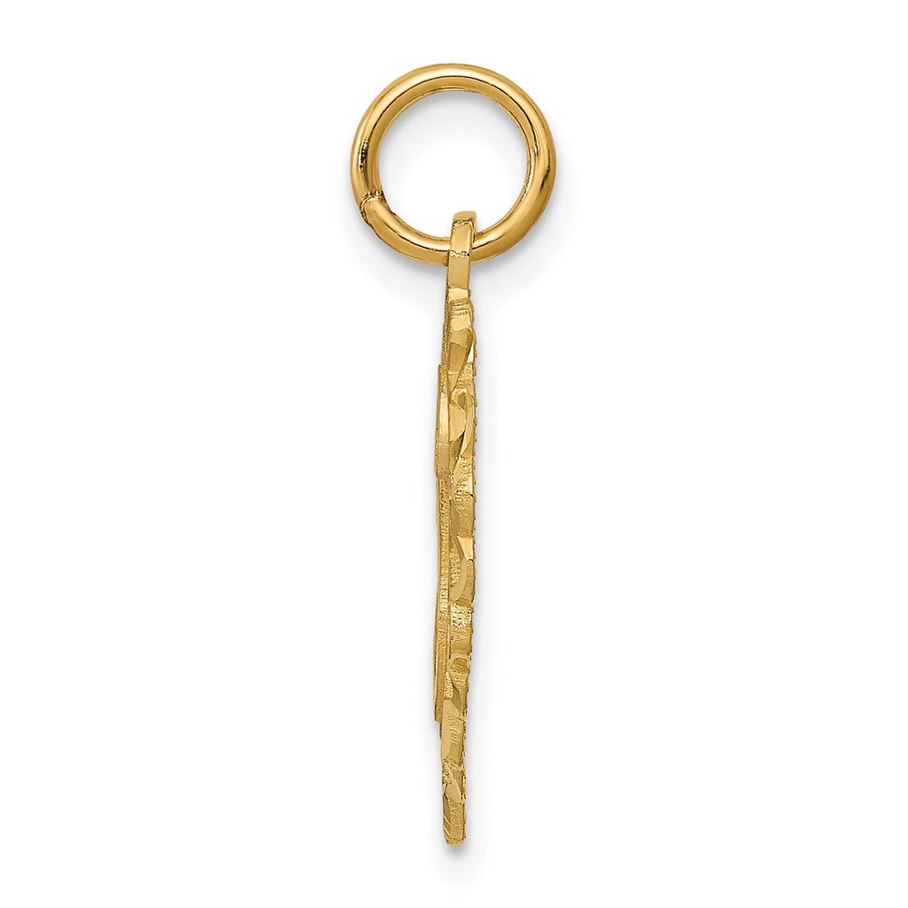 14k Heart Letter H Charm