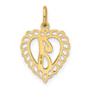 14k Heart Letter I Charm