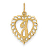 14k Heart Letter I Charm