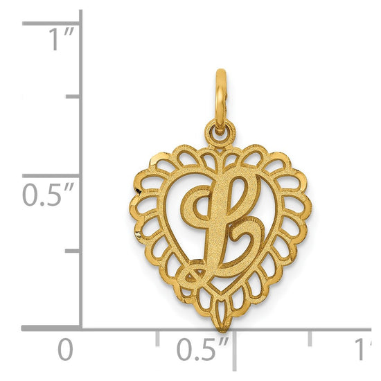 14k Heart Letter L Charm