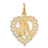 14k Heart Letter M Charm
