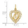 14k Heart Letter O Charm