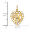 14k Heart Letter W Charm