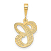 14KY Polished Script Filigree Letter C Initial Pendant