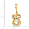14KY Polished Script Filigree Letter E Initial Pendant