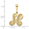14KY Polished Script Filigree Letter H Initial Pendant