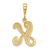 14KY Polished Script Filigree Letter K Initial Pendant
