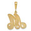 14KY Polished Script Filigree Letter M Initial Pendant