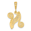 14KY Polished Script Filigree Letter Z Initial Pendant