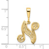 14KY Polished Script Filigree Letter Z Initial Pendant