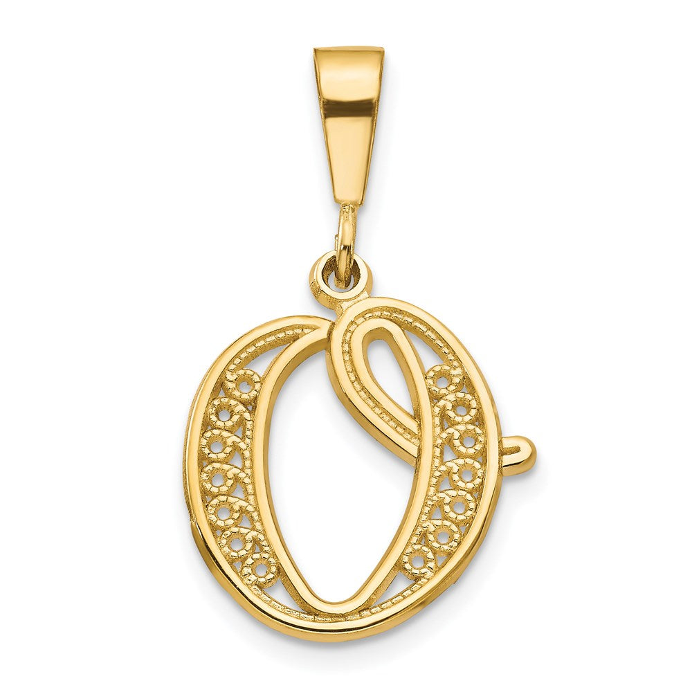 Polished Script Filigree Initial Pendants