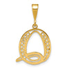 14KY Polished Script Filigree Letter Q Initial Pendant