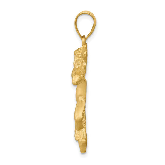 14K Satin Diamond-cut Angel Pendant