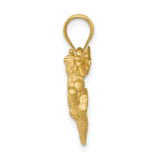 14k Satin Diamond-cut Angels with Heart Pendant
