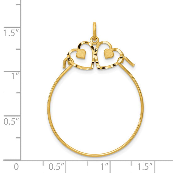 Gold Diamond-cut Heart Charm Holder