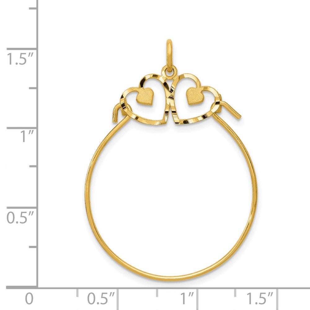 14k Diamond-cut Heart Charm Holder Pendant