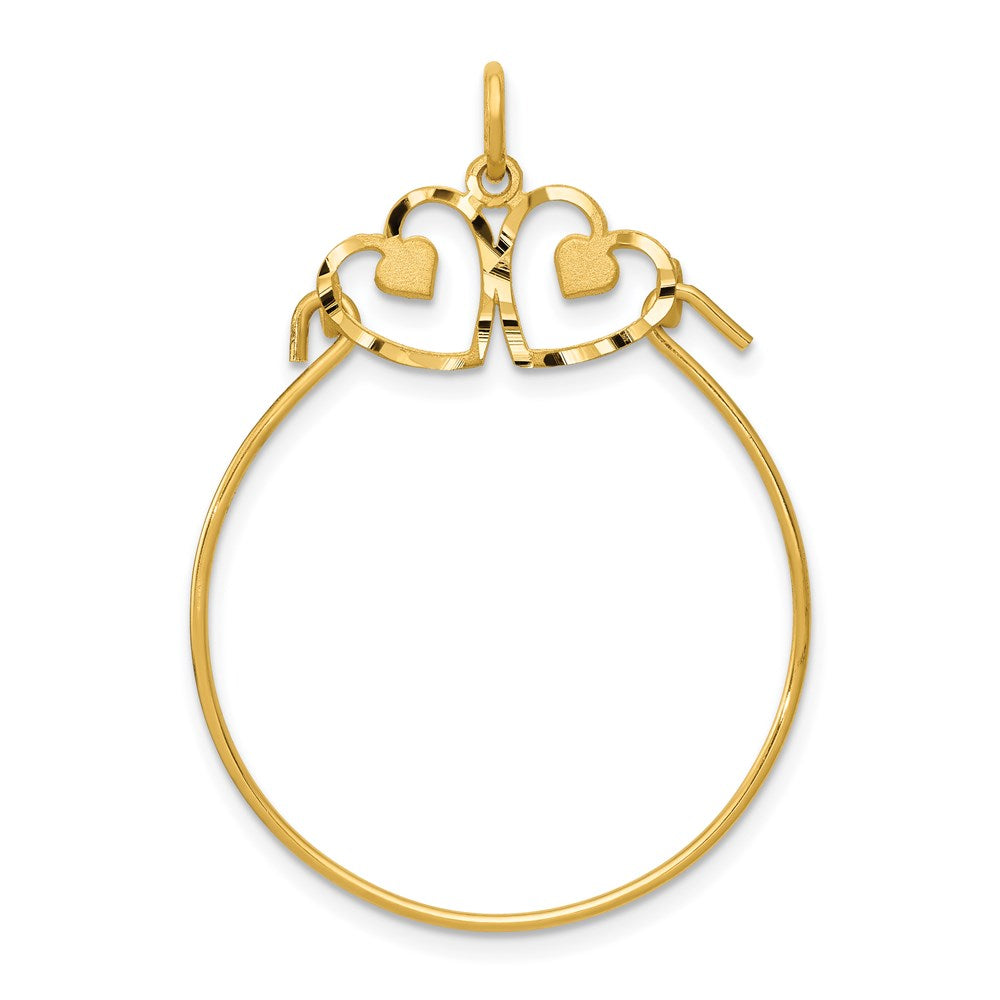 Gold Diamond-cut Heart Charm Holder