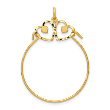 Gold Diamond-cut Heart Charm Holder