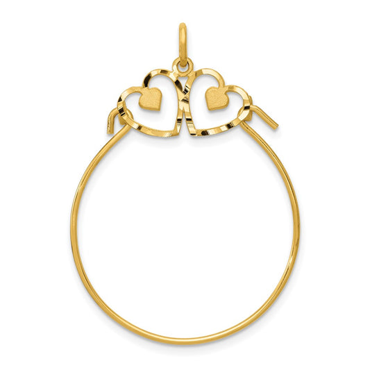 Gold Diamond-cut Heart Charm Holder