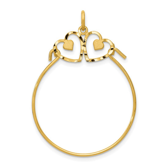14k Diamond-cut Heart Charm Holder Pendant