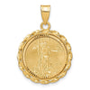 Gold Twisted Wire and Diamond-cut Prong Coin Bezel Pendant with Coin