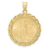 Gold Twisted Wire and Diamond-cut Prong Coin Bezel Pendant with Coin