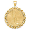 Gold Twisted Wire and Diamond-cut Prong Coin Bezel Pendant with Coin
