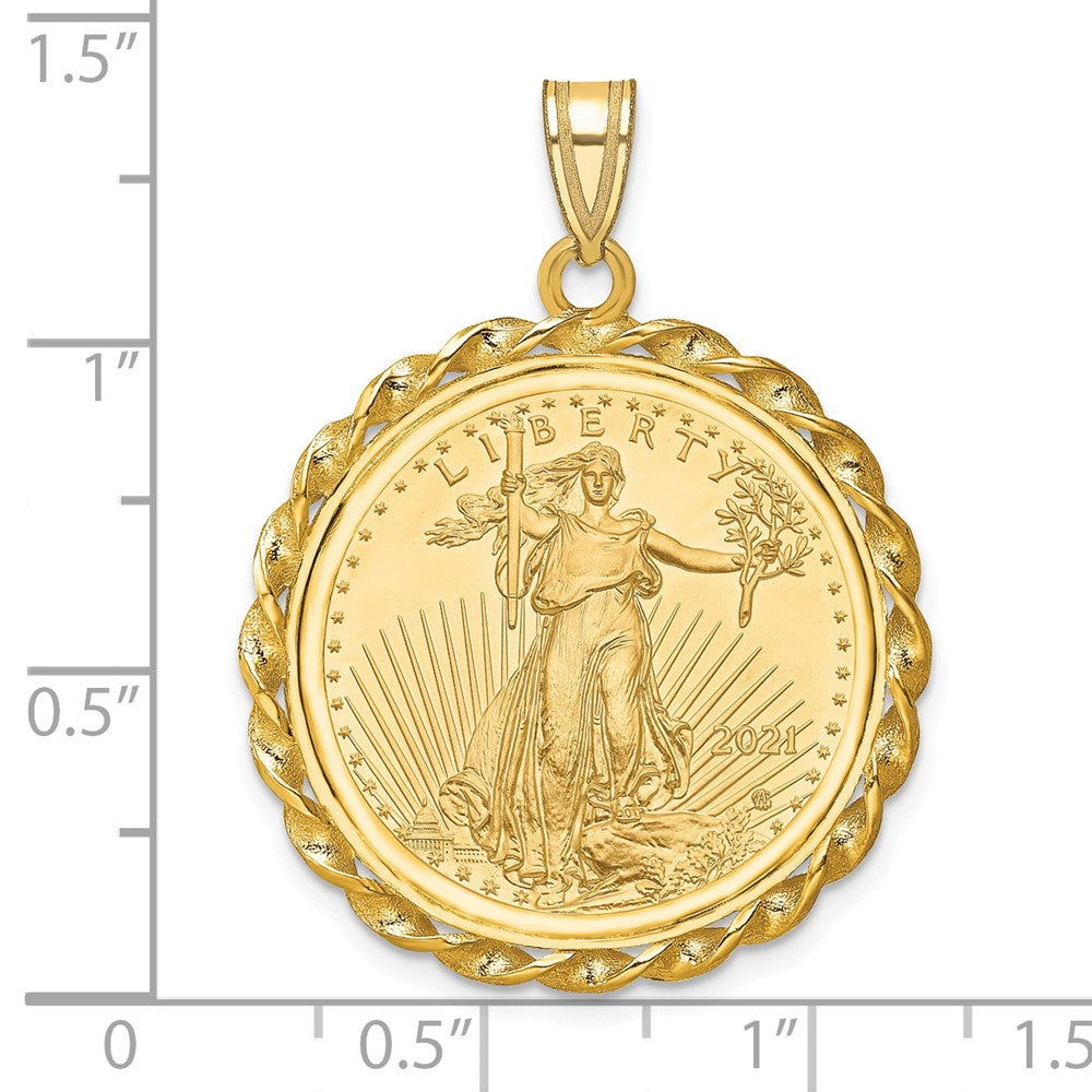 14ky Twisted Wire Polished Prong Bezel with Coin