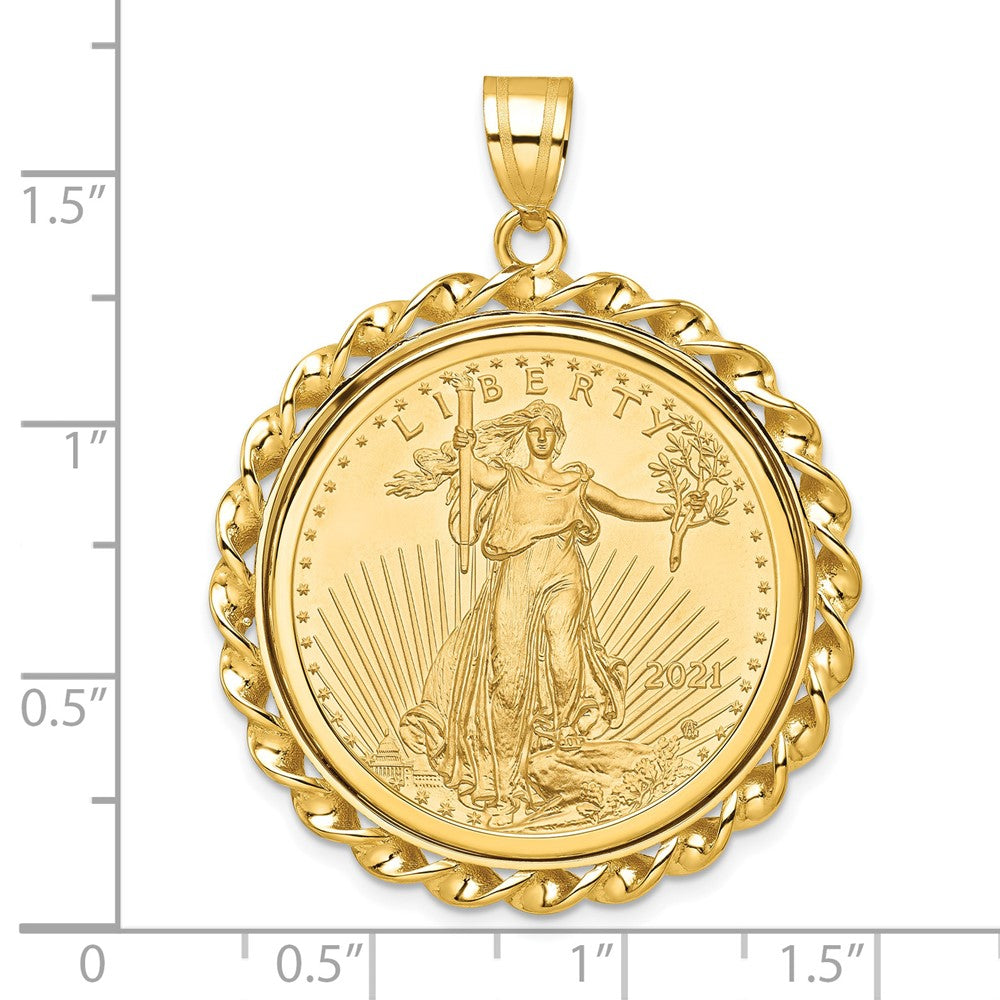 14ky Twisted Wire Polished Prong Bezel with Coin