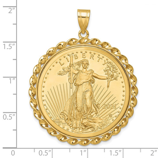 14ky Twisted Wire Polished Prong Bezel with Coin