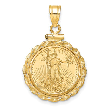 Twisted Wire Polished Screw Top Bezel with Coin