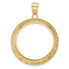 Wideband Distinguished Coin Jewelry 14k Polished Beaded and Diamond-cut 22.0mm Prong Coin Bezel Pendant