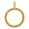 Wideband Distinguished Coin Jewelry 14k Polished Beaded and Diamond-cut 27.0mm Prong Coin Bezel Pendant