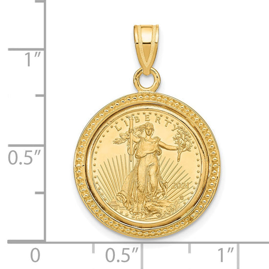 14ky Beaded Polished Prong Bezel with Coin